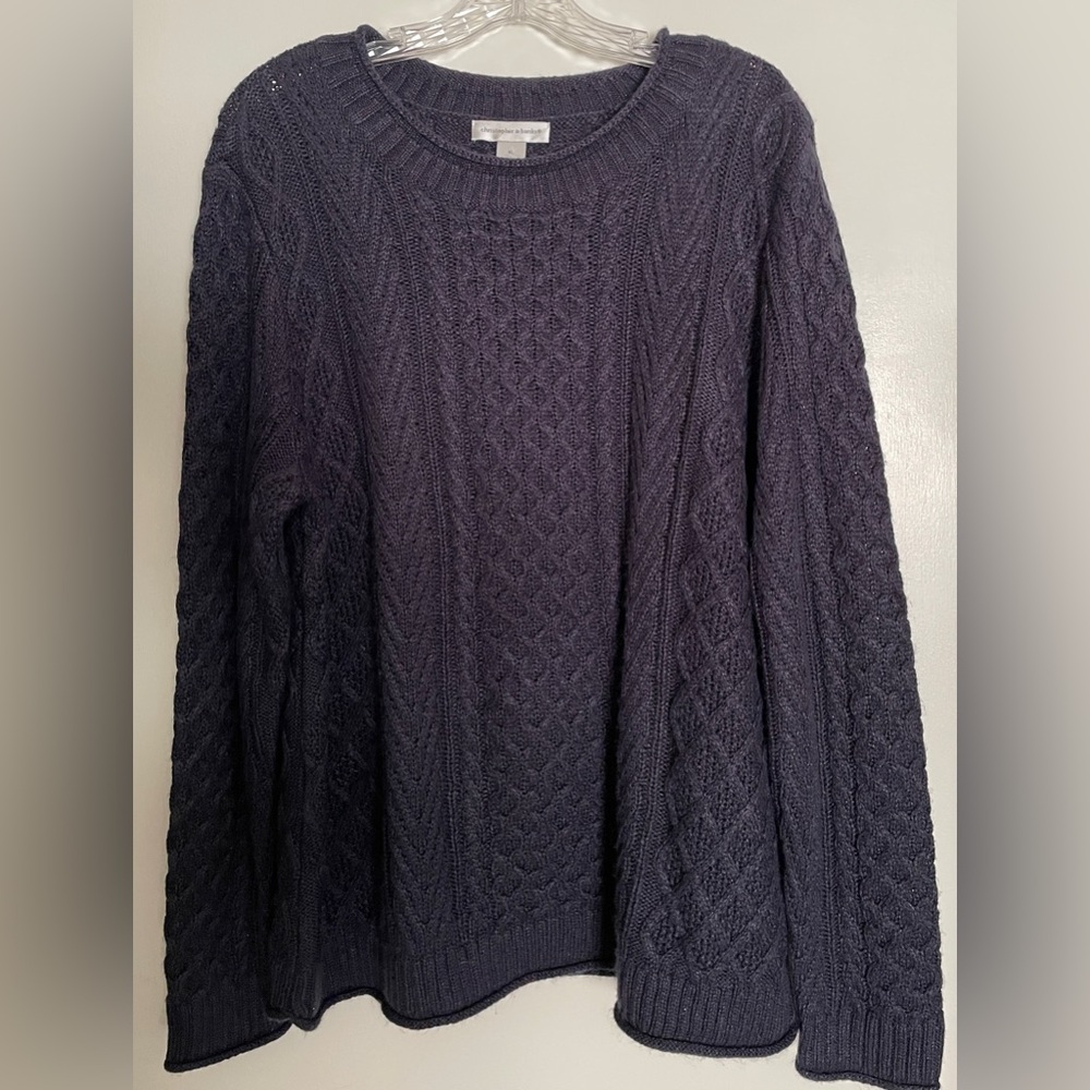 Christopher & Banks Navy Cable Knit Sweater
